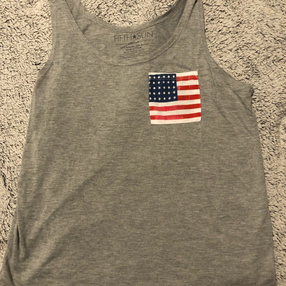 Fifth sun soft gray tank with Flag